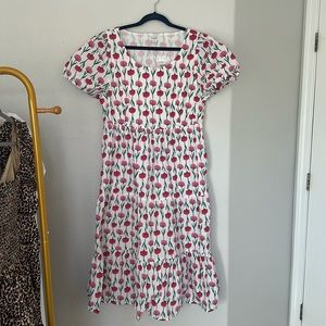 Pink & Red Floral Midi Dress